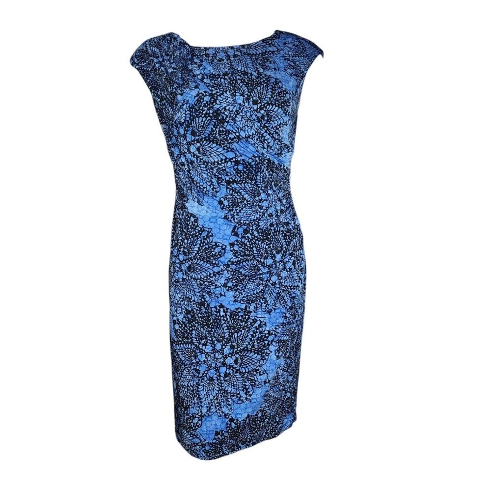 CONNECTED APPAREL Blue Black Pullover Sleeveless Dress‎ Womens Size 6